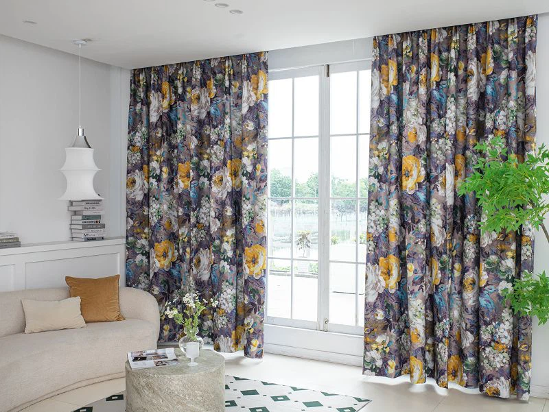 Kain Tirai Linen Millet dengan Cetakan Lukisan Dakwat